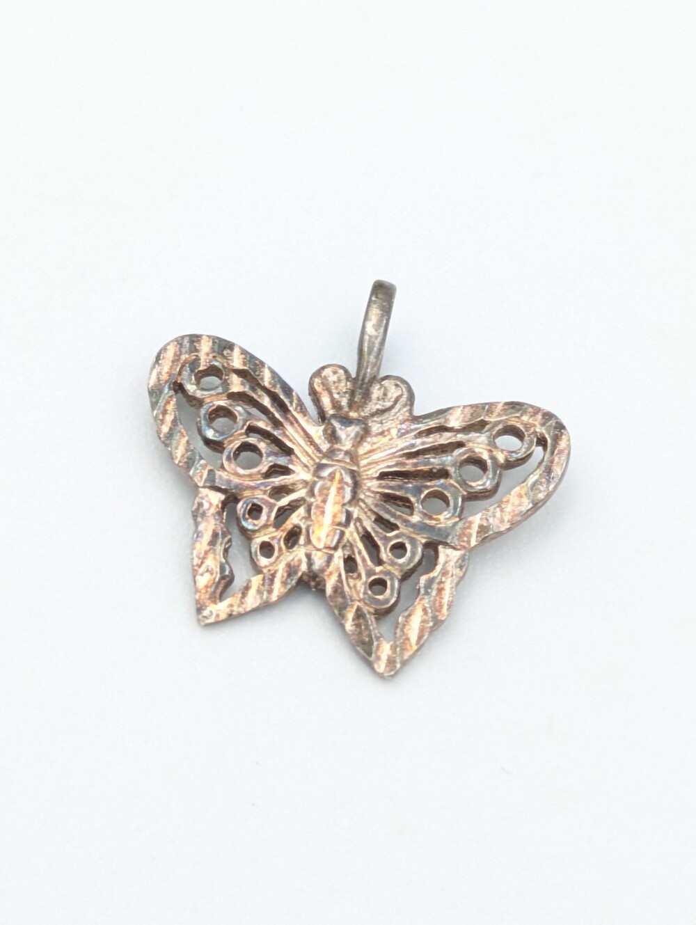 Vintage 925 sterling silver butterfly pendant natural patina